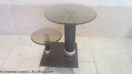 میز تلفن با شیشه طرحدار